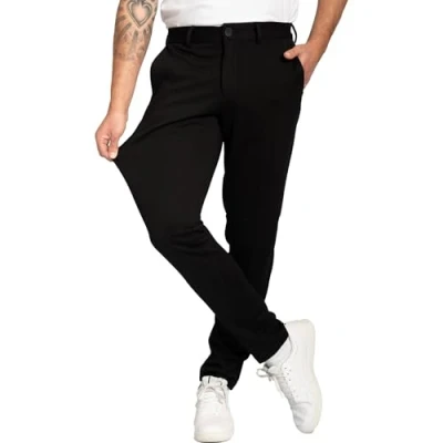Imagen de Performance Pants Pantalones elásticos para hombre, cómodos, prácticos y negocios tiempo libre., Negro , 29W x 30L