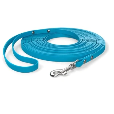 Imagen de Línea de Arrastre 15 m, Correa para Perros, Bucle Mano, Azul Cian, Extra Estrecha, Repelente a la Suciedad y al Agua