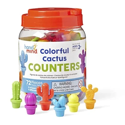 Imagen de Learning Resources Figuras de Cactus Colores matemáticas para el Aula niños Edades tempranas desarrolla Sentido numérico Seguir Patrones clasificar, subitizar, 3+, Multicolor
