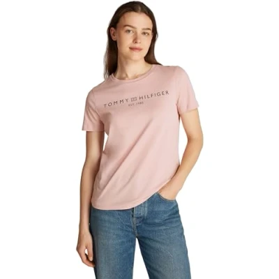 Imagen de Tommy Hilfiger LOGO Camiseta estampada, Mujer, Talla: XXS, Foggy pink