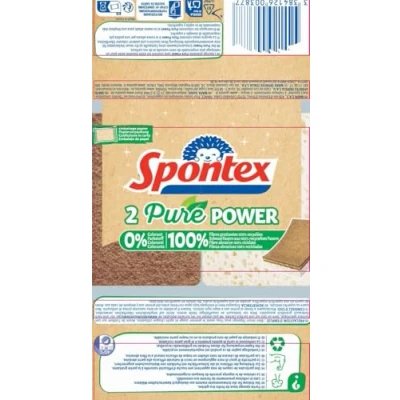 Imagen de SPONTEX Esponja raspadora vegetal 2 esponjas sin colorantes Parte de fibras 100% recicladas Eficaz y duradera
