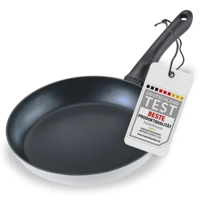 Imagen de FACKELMANN Sartén Arcadalina de 20 cm antiadherente 90% aluminio reciclado y revestimiento cerámico inducción para cocinar saltear Sin PFAS, color negro/blanco