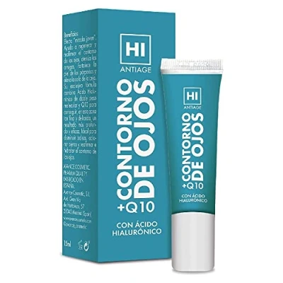 Imagen de Hi Antiage Contorno de Ojos Antiarrugas para Mujer con Q10 y Ácido Hialurónico que Reduce las Arrugas, Bolsas Ojeras 15ml