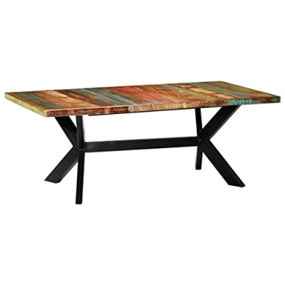 Imagen de vidaXL Mesa de Comedor Madera Maciza Reciclada Mobiliario Hogar Práctica Funcional Muebles Interiores Diseño Clásico Elegante Duradera 200x100x75cm