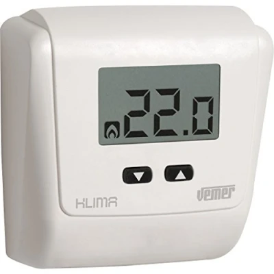 Imagen de VEMER VE729000 Termostato Digital de Pared, Alimentación a Pilas, Blanco