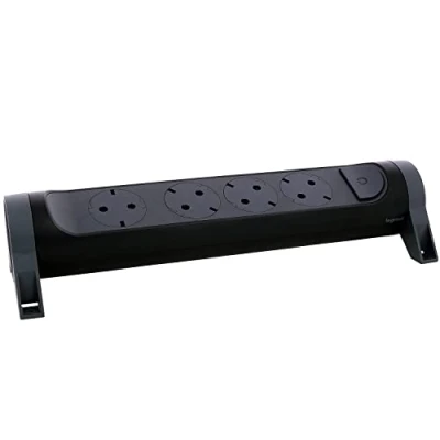 Imagen de Legrand 694545, Regleta de enchufes, con Interruptor, Enchufe múltiple 4 Tomas Corriente, sin Cable, Color Negro/Gris Oscuro