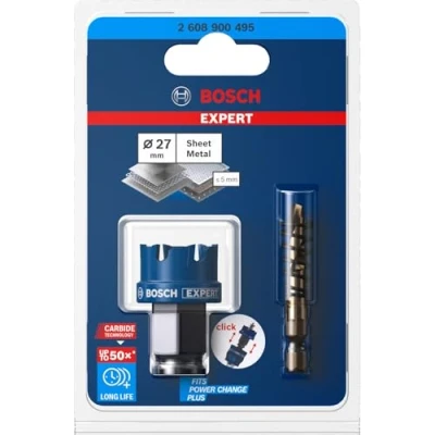 Imagen de Bosch Professional 1 x Sierras de corona Expert Sheet Metal, para Láminas acero, acero inoxidable, 27 mm, Accesorios Taladro impacto rotativo