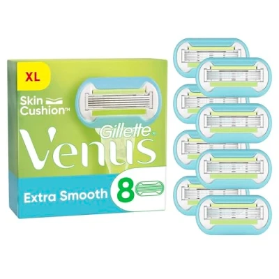 Imagen de Gillette Venus cuchillas de afeitar extra suaves para mujer, paquete 8 recambios afeitar, Lubrastrip con un toque aceites aguacate