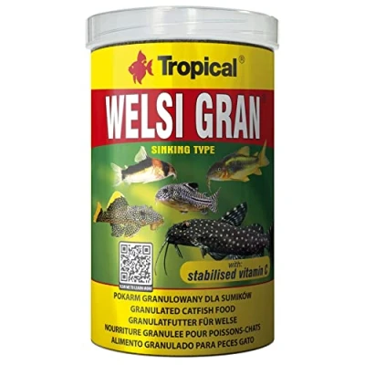 Imagen de WELSI Gran 1000ml / 650g Alimento Completo en Forma de gránulos Multi Ingredientes Que se Hunde para Peces