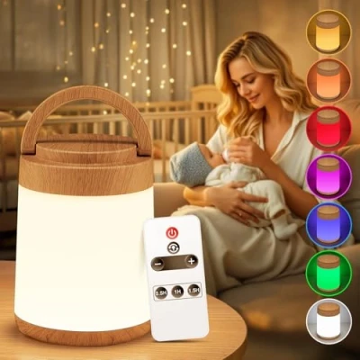 Imagen de One Fire Luz Nocturna Infantil, 10 Color Dimmable + Recargable Portátil Lamparas de Mesita Noche