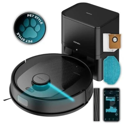 Imagen de Cecotec Robot Aspirador y Base Autovaciado Conga 7690 Immortal MAX Home M, Navegación Laser, Succión 5000 Pa, hasta 220min Autonomía, Base, 2,5L, Control App, 4en1 Barre, aspira, friega Pasa mopa