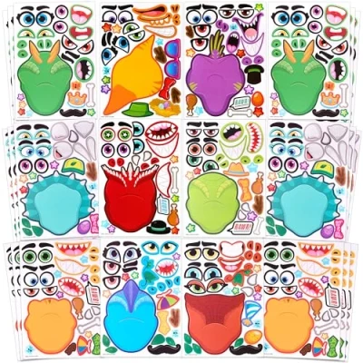 Imagen de JOYIN 36 Dinosaurios Pegatinas infantiles Set Haz tus propias hojas de adhesivos para mezclar y combinar Dinosaurios, detalles cumpleaños