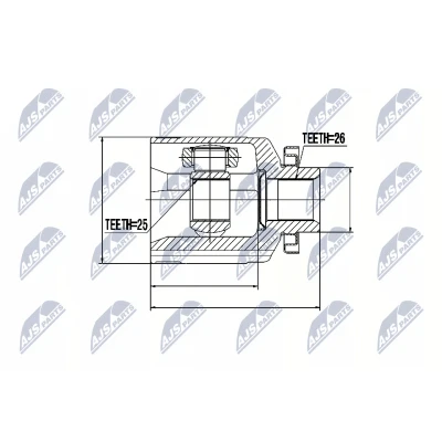 Imagen de NTY NPW HY 516 Junta Homocinética Transmisión automática Eje delantero, izquierda, lado de engranaje HYUNDAI: Tucson, ix35