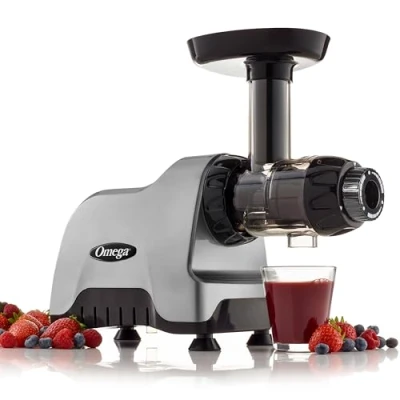 Imagen de Omega Compact Slow Speed Multi Purpose Nutrition System Juicer Exprimidor Horizontal, Plástico, Plata