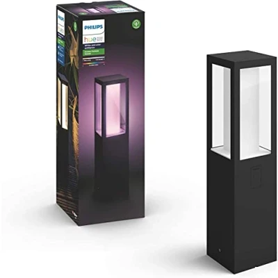 Imagen de Philips Hue Impress Pedestal o sobremuro exterior LED inteligente negro, luz blanca y de colores, compatible con Amazon Alexa, Apple HomeKit Google Assistant