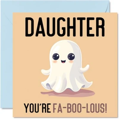 Imagen de tarjetas de cumpleaños para hija Fa Boo Lous Divertida tarjeta feliz mamá papá, regalos hija, felicitación broma 145 mm x