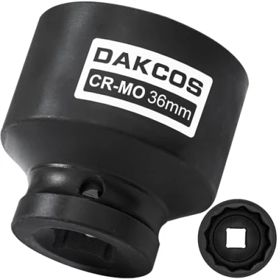 Imagen de DAKCOS llave de impacto 1,27 cm, 36 mm, 12 ponit, impacto, herramienta eje transmisión, enchufe CR MO