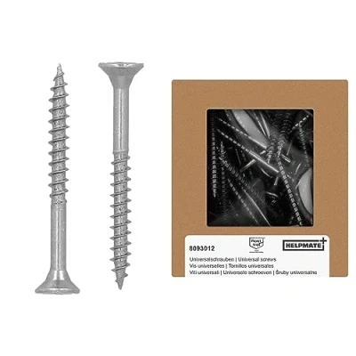 Imagen de HELPMATE Tornillos universales de cabeza avellanada 4,0 x 40 acero inoxidable A2 inoxidables Paquete 225 para madera con accionamiento en T y rosca parcial aglomerado