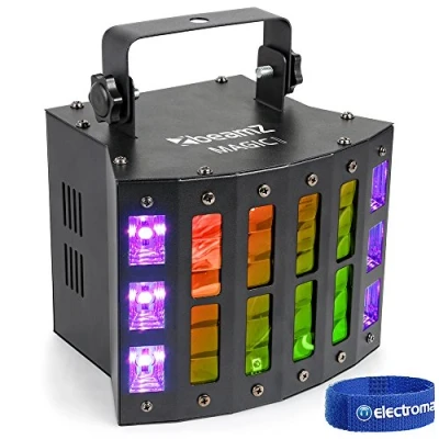 Imagen de BeamZ Magic1 LED Derby, luz negra y estroboscópica en uno, de discoteca con 3 efectos luz, tecnología iluminación, efecto DJ, foco discoteca, lámpara colorida