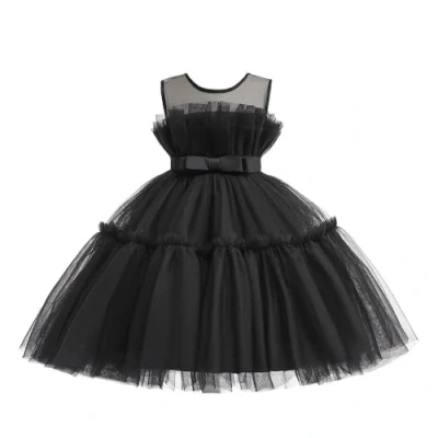 Imagen de Lito Angels Vestido de Dama Honor Boda Fiesta Elegante para Niñas Talla 4 5 años, Negro (Número Etiqueta 110)