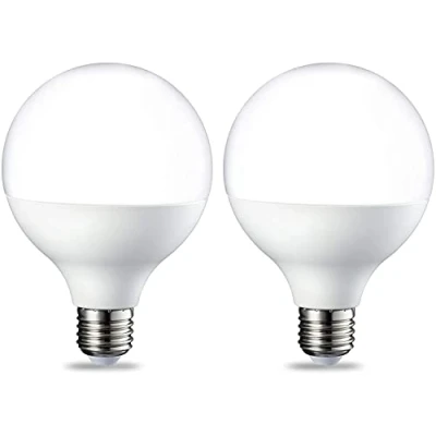 Imagen de Amazon Basics Bombilla LED E27, G93, estilo globo, con rosca Edison, 14,5 W (equivalente a 100 W), brillante y cálida,no regulable, paquete de 2, CRI80