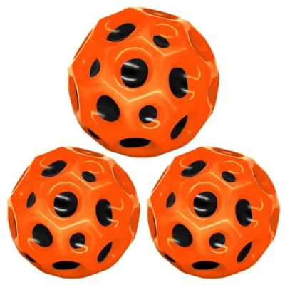 Imagen de PartyPack 3 bolas de luna naranja, 7 cm, multicolor, mini pelota saltar, súper alto, rebote ligero, pelotas rebote, juguete interactivo para aliviar el estrés