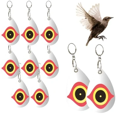 Imagen de com four® 10x espantapájaros disuasorio para estorninos, Cuervos, grajillas, Palomas Repelente de pájaros plástico Remolque Reflectante (10 Piezas Ojo)