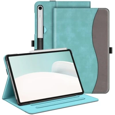 Imagen de FINTIE Funda para Samsung Galaxy Tab S9 FE de 10.9 Pulgadas/Galaxy 11 Pulgadas 2023, Protectora visualización multiángulo con Bolsillo, Apagado y Encendido automático, Turquesa