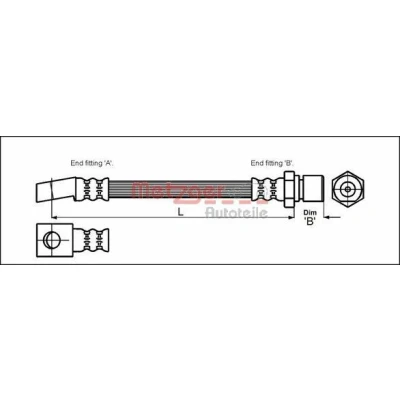 Imagen de METZGER 4113211 Latiguillos de Freno 286 OPEL: Corsa A CC, TR