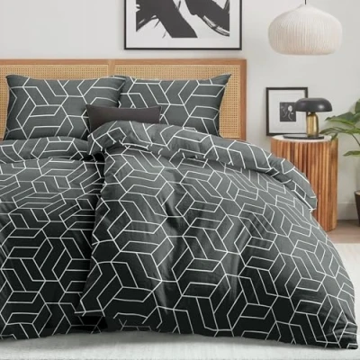 Imagen de Dreamzie 2 Funda nordicas Cama 90 Estampado Geométrico con Almohada 80x80 cm 135x200 de 100% Microfibra Certificada Oeko Tex