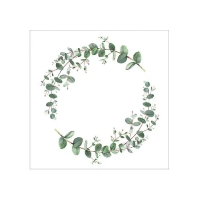 Imagen de Ambiente Servilleta, 33 x cm, diseño de eucalipto Branch White anillo blanco 20 unidades por paquete