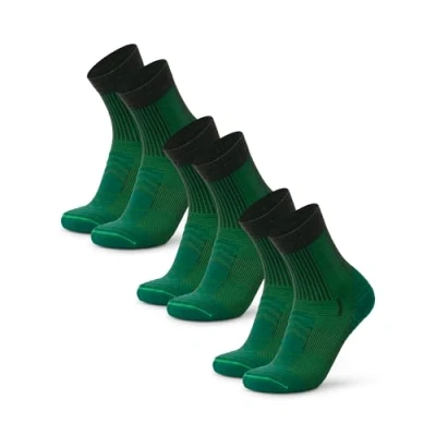 Imagen de DANISH ENDURANCE Calcetines Antiampollas Senderismo de Lana Merino Ligeros, Unisex, 3 Pack, Verde, 39 42