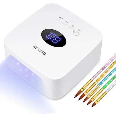Imagen de Lámpara UV LED, AZ GOGO Profesional 72W Lampara Secadora de Uñas, LED Uñas Gel, Lamp Nails Semipermanentes, 30/60/99s Timer, con Pantalla LCD y Sensor Automático