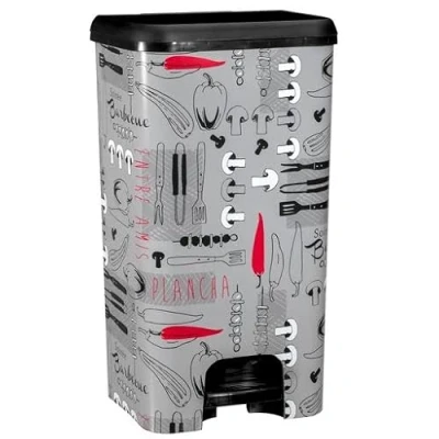 Imagen de COM FORT HOUSE Cubo de Basura con Pedal Capacidad 37 litros Reciclaje Color Metalizado Cocina Orgánico 1 unidad Piezas Extraíbles Limpieza Fácil
