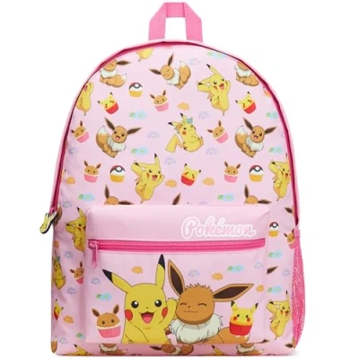 Imagen de Pokemon Mochilas Escolares Mochila Niño Pikachu Pokeball Eevee (Rosa, One Size)
