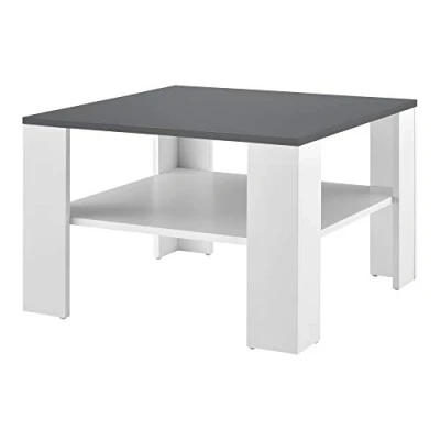 Imagen de [en.casa] Mesa de Centro con Estante Inferior 60 x 40 cm té Auxiliar Salón Blanco y Gris Oscuro