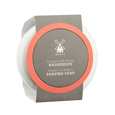 Imagen de MÜHLE Set de jabón afeitar, cuenco porcelana con pomelo y menta, todos los tipos piel, afrutado vigorizante, 65 g
