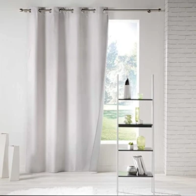Imagen de DOUCEUR D&#039;INTERIEUR Cortina de Anillas (140 x 260 cm, poliéster), Color Liso