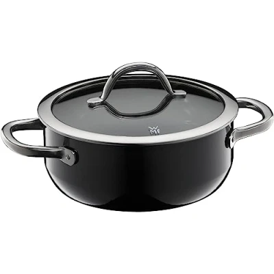 Imagen de WMF Fusiontec Inspire Olla grande (20 cm, tapa de cristal, 2,4 L, cerámica alta tecnología, resistente a los arañazos, sin revestimiento), color negro