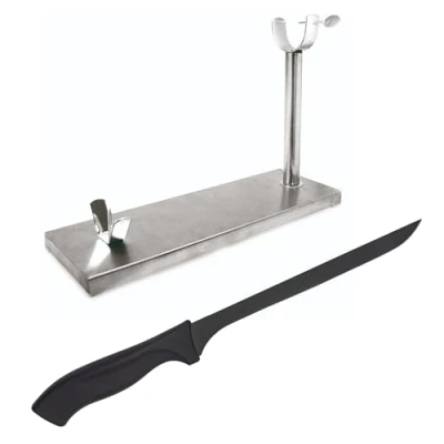 Imagen de NERTHUS Jamonero de Acero Inoxidable con Base Antideslizante cuchillo Soporte para Jamón, INOX, Plegable Paleta +