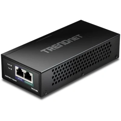 Imagen de TRENDnet Inyector TPE 219GI 2.5G PoE++, 90W 30W PoE+, 15.4W PoE, Compatible con IEEE 802.3 BT /802.3at/802.3af, Carcasa metálica, hasta 100 m (328 pies), Negro