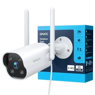 Imagen de GNCC Camara Vigilancia WiFi Exterior 2K Camaras Domicilio con Visión Nocturna, Alarma Detección Movimiento, Grabación 24/7, Audio Bidireccional, IP65 Resistente al Agua, 2.4G, GT1Pro