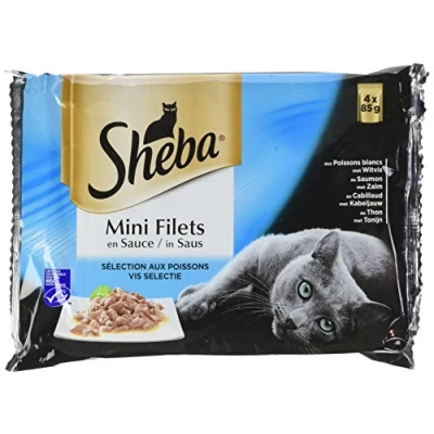 Imagen de Sheba Mini Filets en Sauce pour Chat Adulte Nourriture humide Chats sélection aux poissons Sachets fraîcheur 52 x 85g