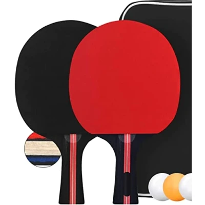 Imagen de PIQIUQIU Raquetas de Tenis Mesa, 2 Ping Pong Profesional, 3 Pelotas Color Aleatorio