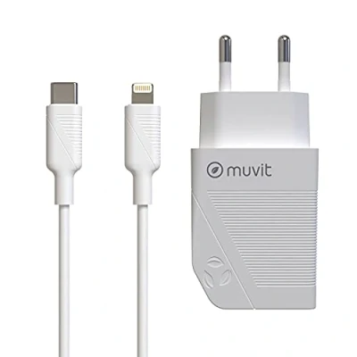 Imagen de Cargador Muvit MCPAK0043, Lightning a USB C, 1 m, 20W, Blanco