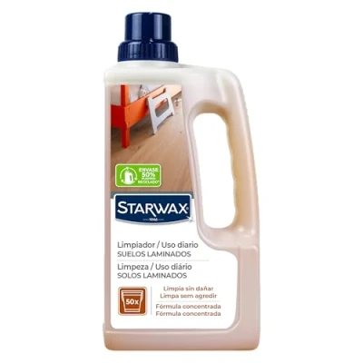 Imagen de STARWAX Limpiador suave para parquet y suelos laminados 1L elimina manchas suciedad Limpia Sin agredir el suelo No modifica aspecto del resbala aclarado