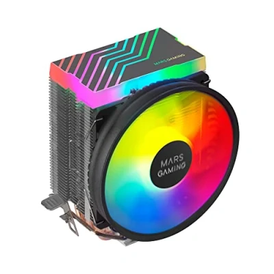 Imagen de MARSGAMING MCPU33, Disipador CPU Dual FRGB, 3 Heatpipes HCT, TDP 140W, Ventilador Ultra silencioso PWM 11 cm, para Ordenador de escritorio, Color Negro
