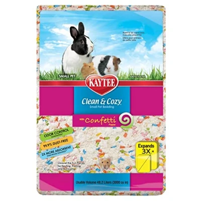 Imagen de Kaytee Clean &amp; Cozy para Animales Pequeños, Ratones, Jerbos, Roedores, Hámsteres, Camas Conejos, Control de Olores, Lecho Papel Súper Absorbente, 99,9% Libre Polvo, El Confeti, 49.2 litros
