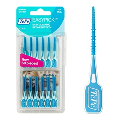 Imagen de TEPE Palillos Interdentales Easypick/palillos De Limpieza Interproximal, Para Espacios Medianos A Grandes, Tamaño M/l/Es En Un Práctico Estuche Viaje, Color Turquesa, 60 Unidad