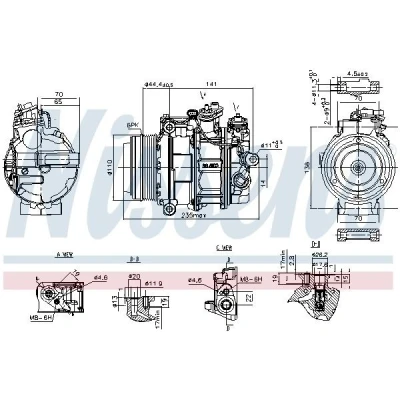 Imagen de NISSENS 890749 Compresor de Aire Acondicionado 7SAS17C 12 PAG 46 YF R 134 a MERCEDES BENZ: GLC SUV, Vito Mixto, Clase V